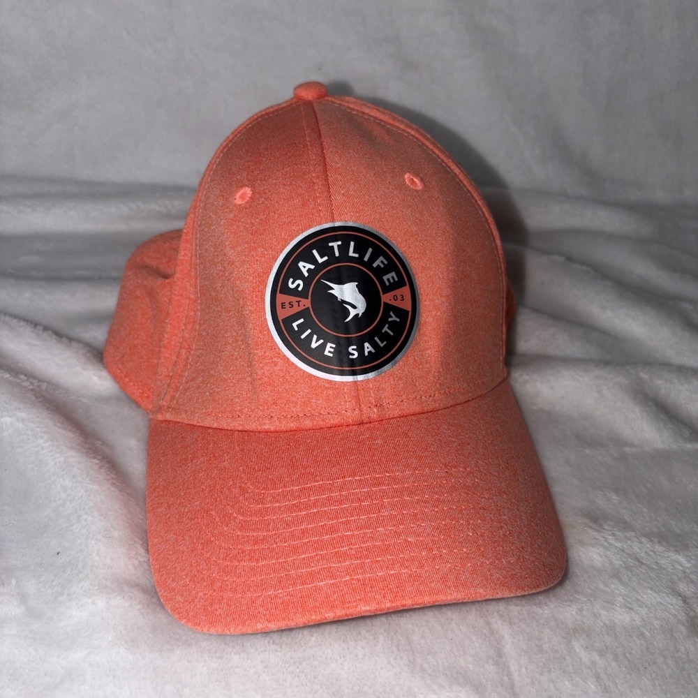 Salt Life Hat Live Salty Marlin Baseball Cap Coral Pink OSFM Fishing Beach Daily